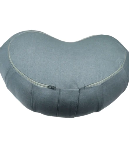 Crescent Zafu Cushion | Yoga Cushion | Kapok Filled | Color Gray